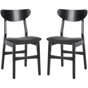 Safavieh Lucca Retro Wood and Polyester Dining Chair in Black
