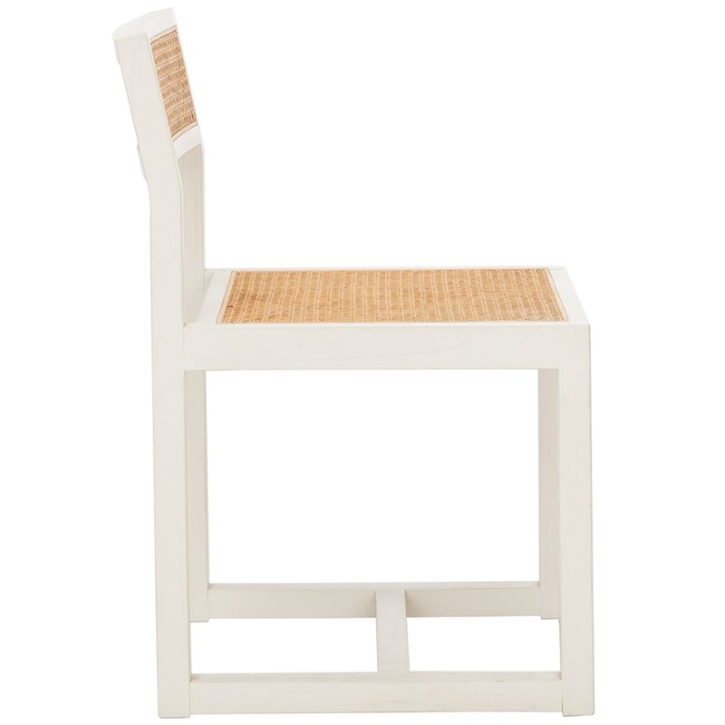 Safavieh Bernice Cane Elm Wood Dining Chair in White / Natural