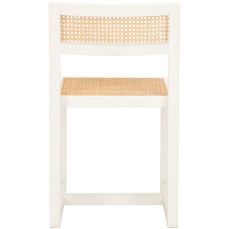 Safavieh Bernice Cane Elm Wood Dining Chair in White / Natural