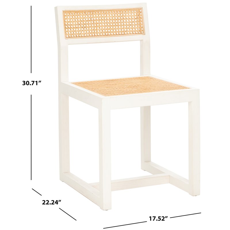 Safavieh Bernice Cane Elm Wood Dining Chair in White / Natural