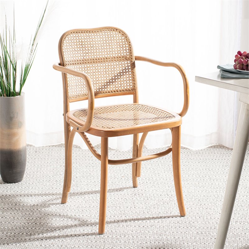 Safavieh Keiko Cane Dining Arm Chair in Natural