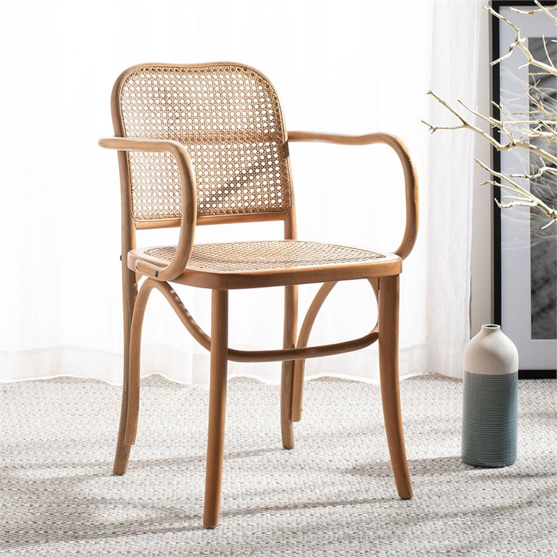 Safavieh Keiko Cane Dining Arm Chair in Natural
