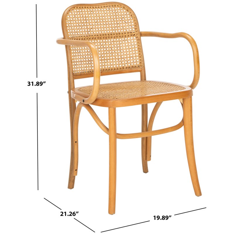 Safavieh Keiko Cane Dining Arm Chair in Natural