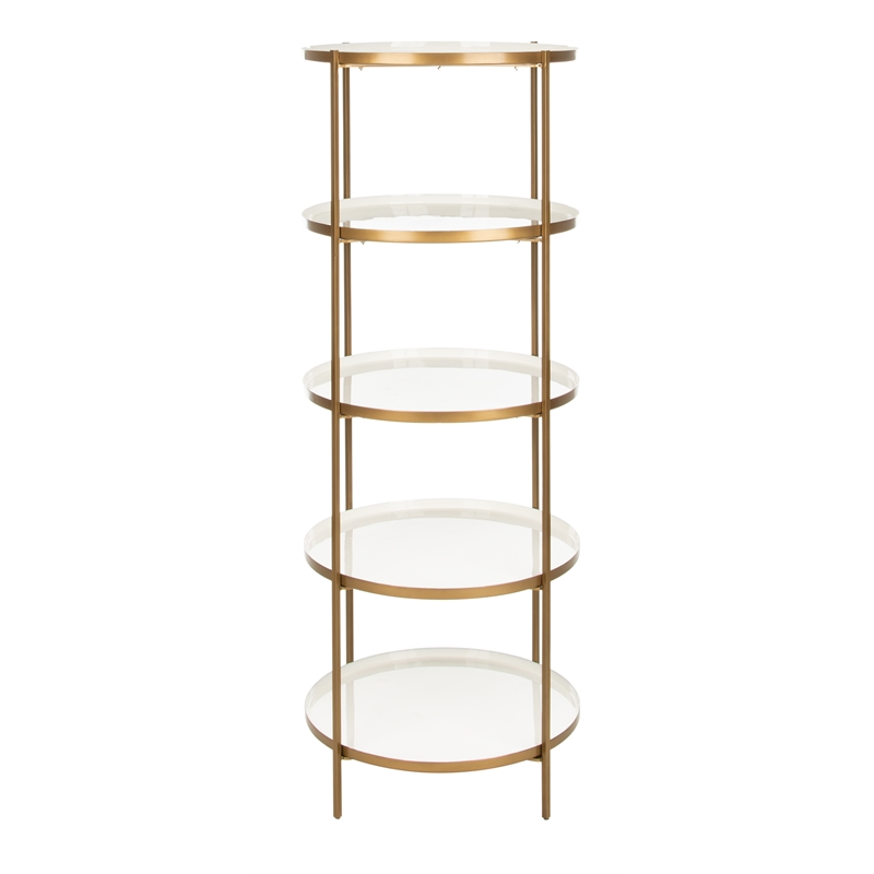 Safavieh Tia Round 5 Tier Iron Etagere In White / Brass