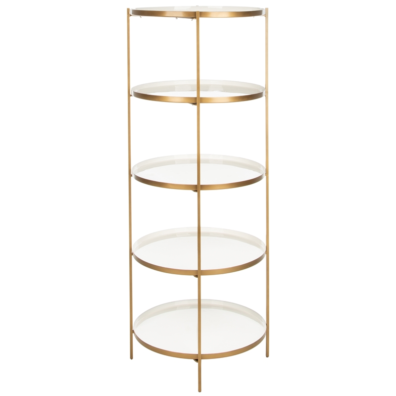 Safavieh Tia Round 5 Tier Iron Etagere In White / Brass