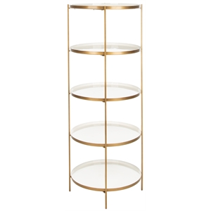 Safavieh Tia Round 5 Tier Iron Etagere In White / Brass