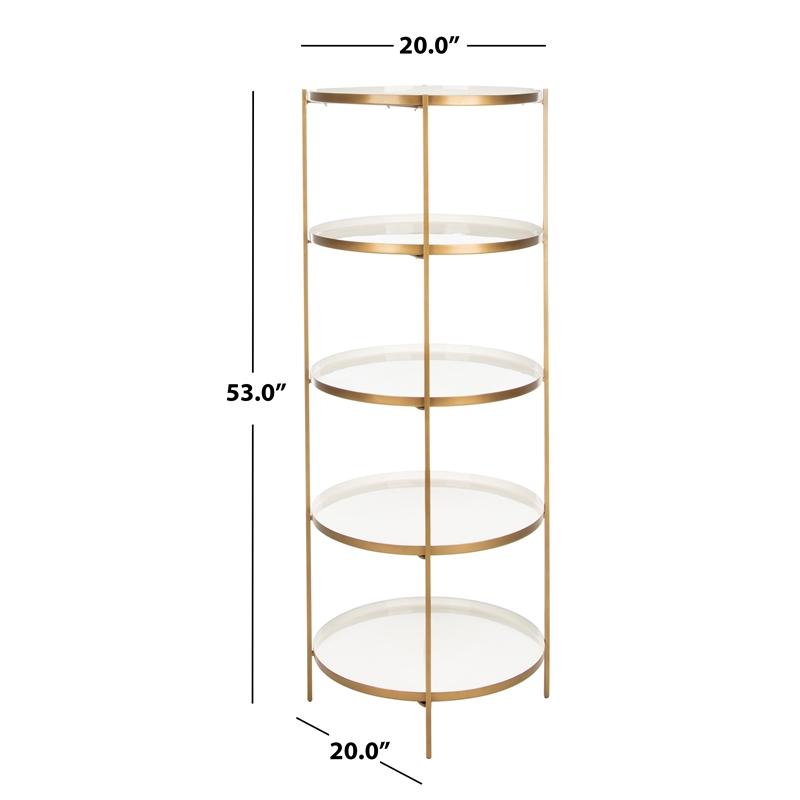 Safavieh Tia Round 5 Tier Iron Etagere In White / Brass