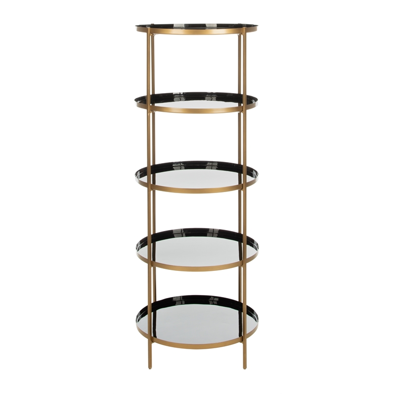 Safavieh Tia Round 5 Tier Iron Etagere in Black / Brass