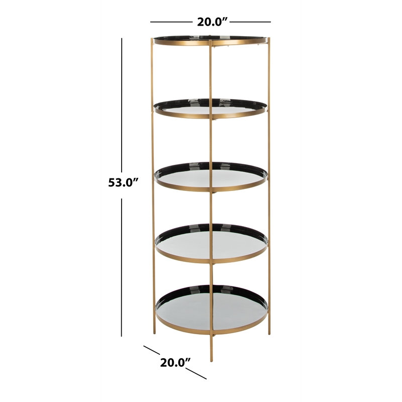 Safavieh Tia Round 5 Tier Iron Etagere in Black / Brass