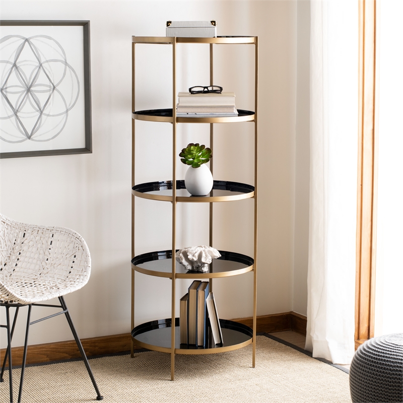 Safavieh Tia Round 5 Tier Iron Etagere in Black / Brass