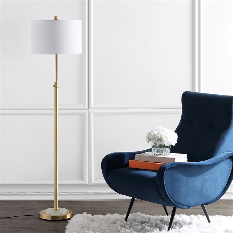 Safavieh Pierson Iron and Crystal Floor Lamp in Brass / White