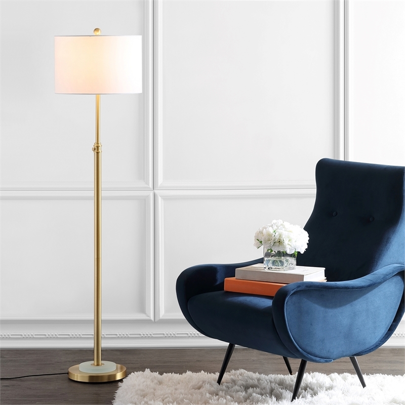 Safavieh Pierson Iron and Crystal Floor Lamp in Brass / White