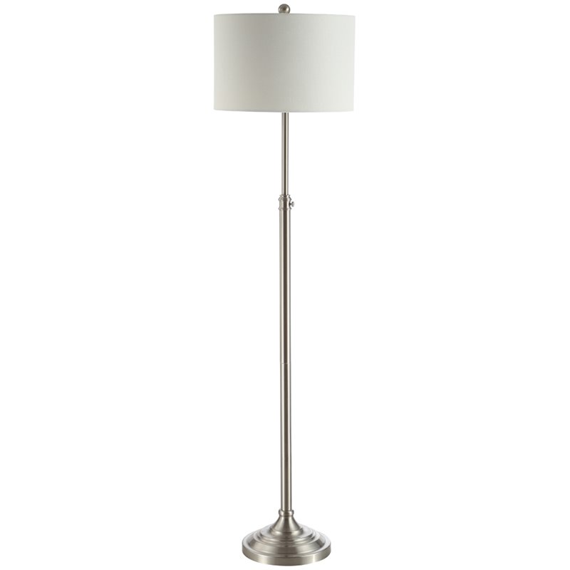 Safavieh Leeland Iron Floor Lamp in Brushed Nickel