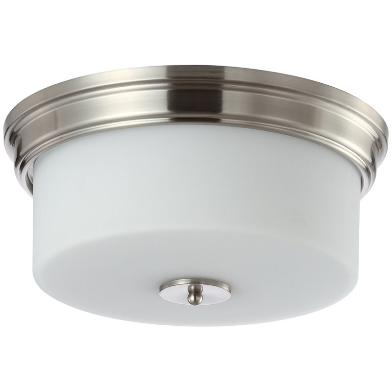 Safavieh Dalen Iron and Glass Flush Mount in White / Brushed Nickel