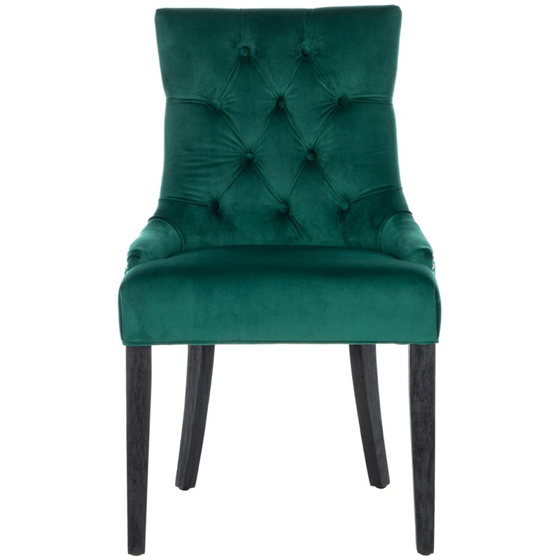 Safavieh Harlow Velvet Tufted Dining Side Chair in Emerald (Set of 2)