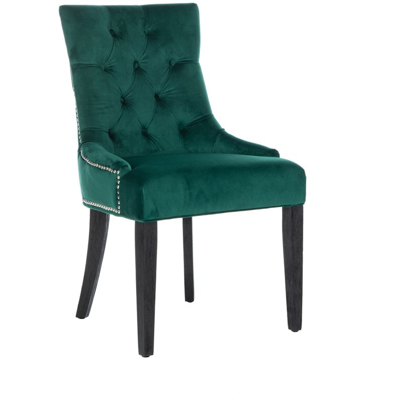 Safavieh Harlow Velvet Tufted Dining Side Chair in Emerald (Set of 2)