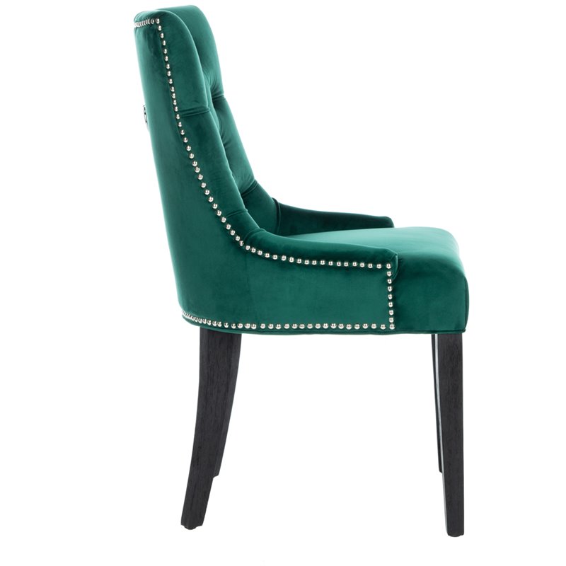 Safavieh Harlow Velvet Tufted Dining Side Chair in Emerald (Set of 2)