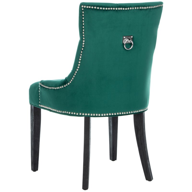 Safavieh Harlow Velvet Tufted Dining Side Chair in Emerald (Set of 2)
