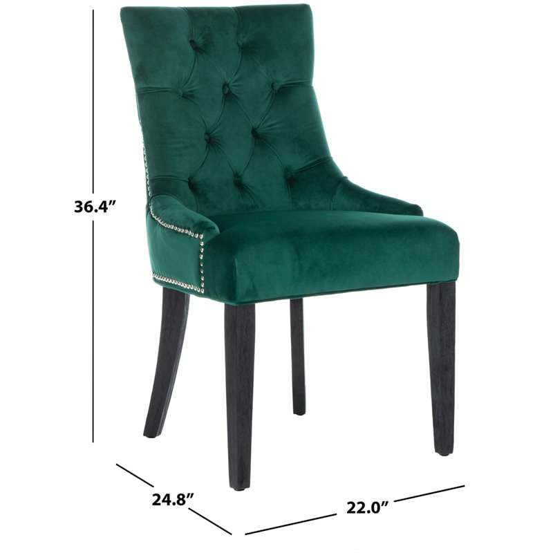 Safavieh Harlow Velvet Tufted Dining Side Chair in Emerald (Set of 2)