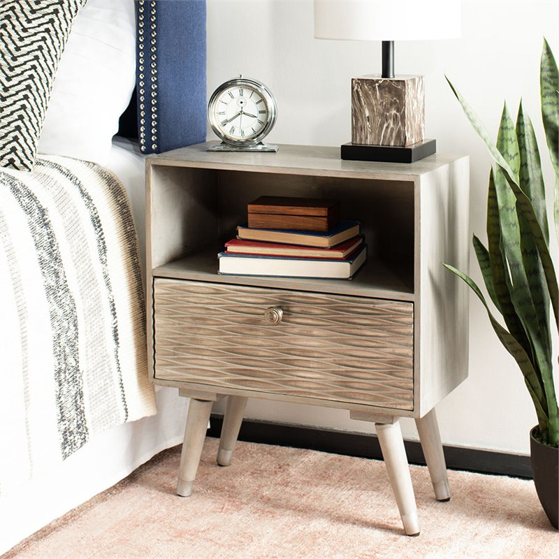 Safavieh Brandy 1-Drawer Bedroom Nightstand in Gray
