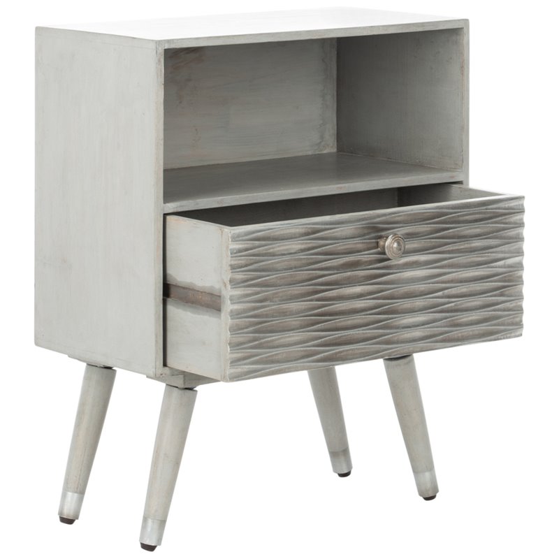 Safavieh Brandy 1-Drawer Bedroom Nightstand in Gray