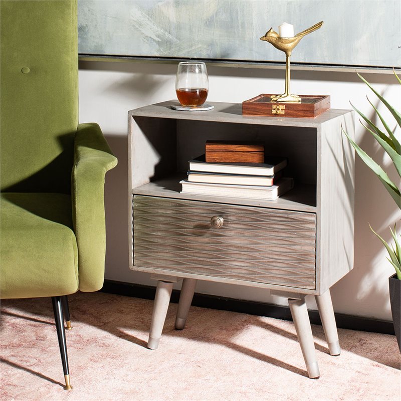 Safavieh Brandy 1-Drawer Bedroom Nightstand in Gray
