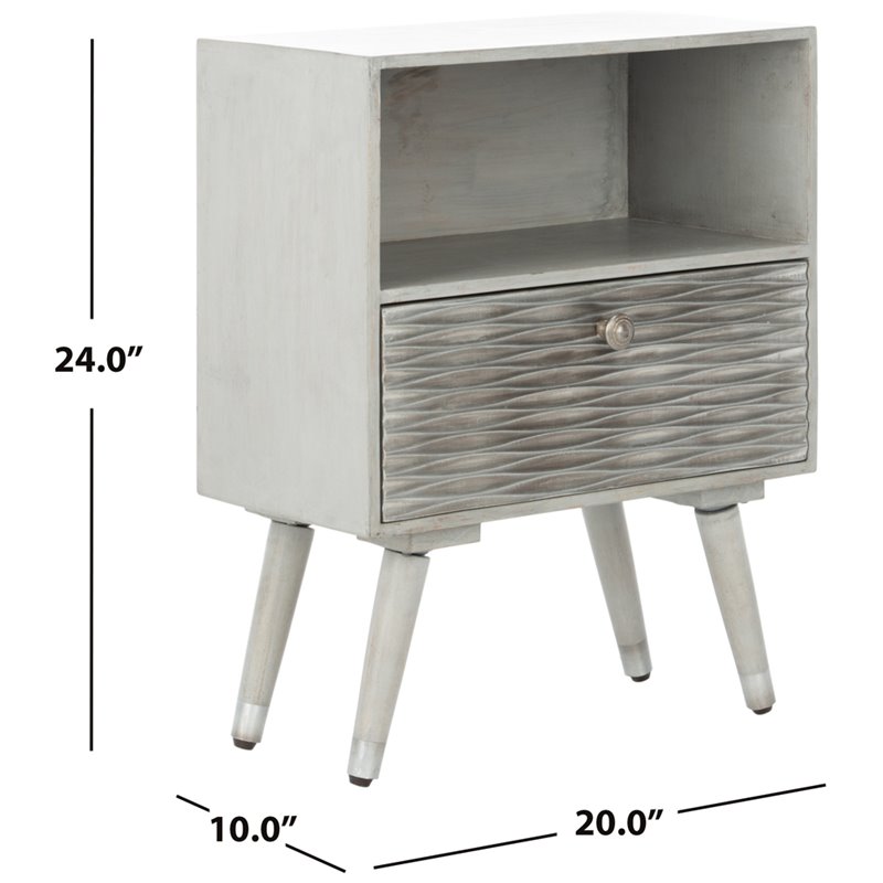 Safavieh Brandy 1-Drawer Bedroom Nightstand in Gray
