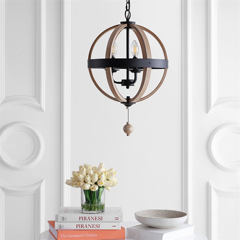 Safavieh Moshe 3 Light Pendant Lamp in Black and Brown