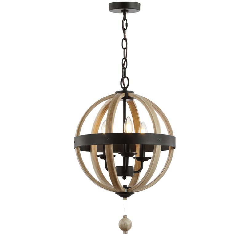 Safavieh Moshe 3 Light Pendant Lamp in Black and Brown
