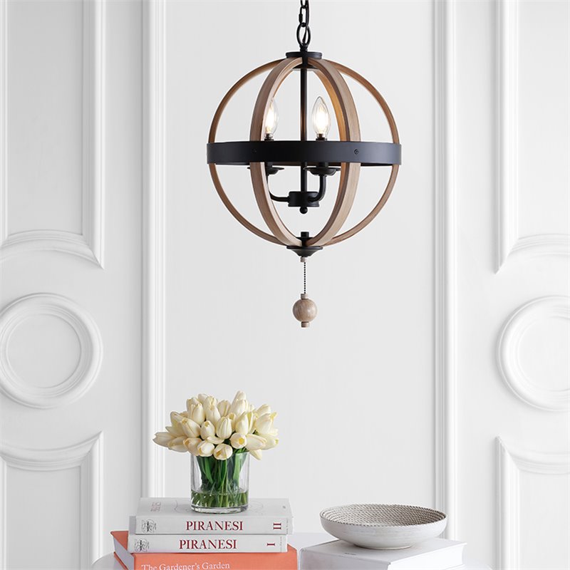 Safavieh Moshe 3 Light Pendant Lamp in Black and Brown