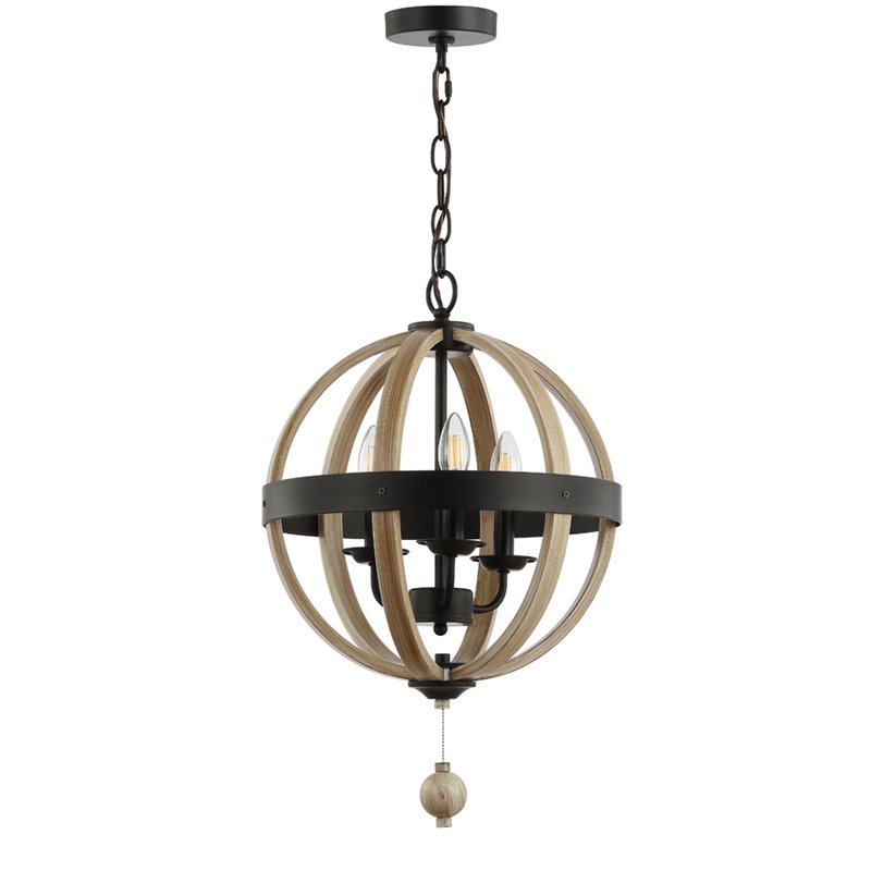 Safavieh Moshe 3 Light Pendant Lamp in Black and Brown
