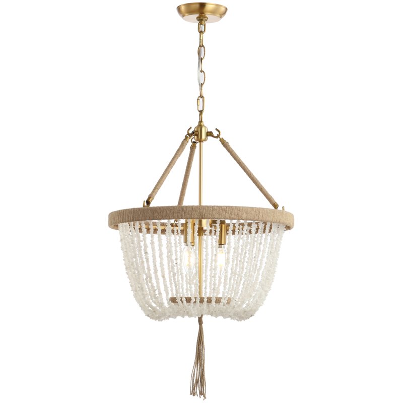 Safavieh Cydney 3 Light Pendant Lamp in White and Brass Gold