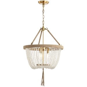 Safavieh Cydney 3 Light Pendant Lamp in White and Brass Gold