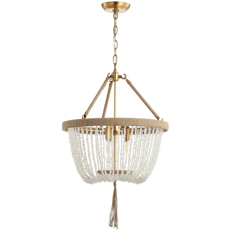 Safavieh Cydney 3 Light Pendant Lamp in White and Brass Gold