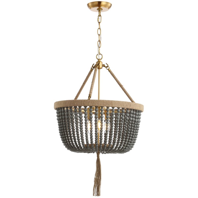 Safavieh Adra 3 Light Pendant Lamp in Dark Gray and Brass Gold
