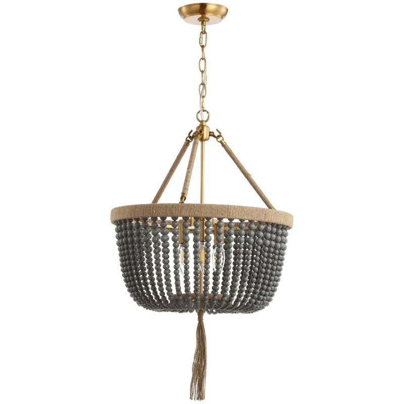 Safavieh Adra 3 Light Pendant Lamp in Dark Gray and Brass Gold