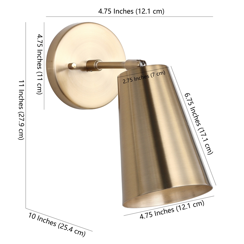 Safavieh Leonardo Wall Sconce in Iron Body and Brass Gold Finish