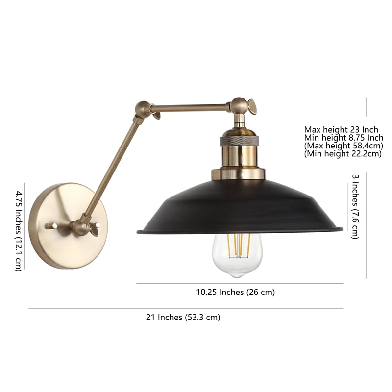 Safavieh Kingston Wall Sconce in Brass Gold/Black