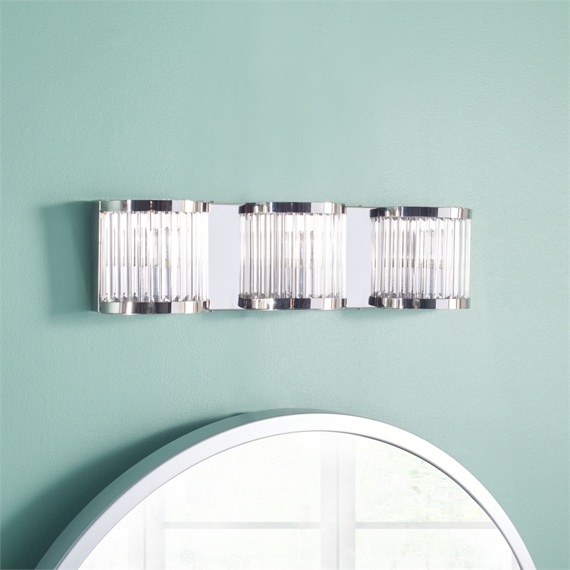 Safavieh Maverick 3 Light Bath Vanity Light in Chrome/Clear
