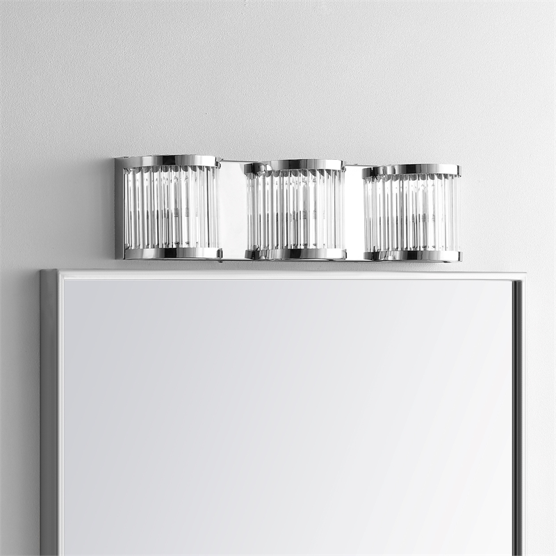 Safavieh Maverick 3 Light Bath Vanity Light in Chrome/Clear