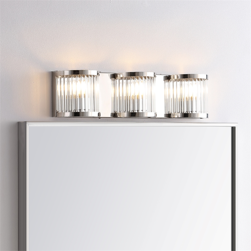 Safavieh Maverick 3 Light Bath Vanity Light in Chrome/Clear