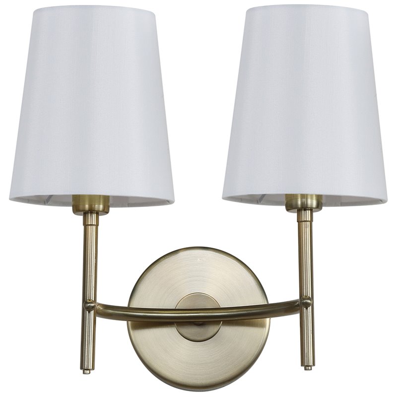 Safavieh Barrett 2 Light Wall Sconce in Brass/White Shade