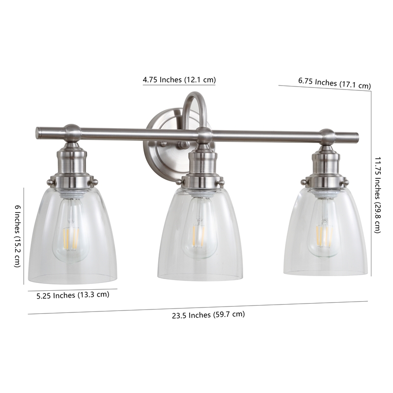 Safavieh Dunes 3 Light Bath Vanity Light in Brush Nickel