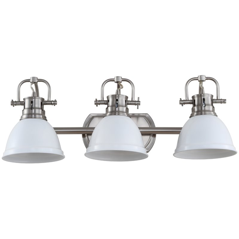 Safavieh Roland 3 Light Bath Vanity Light in White and Brush Nickel