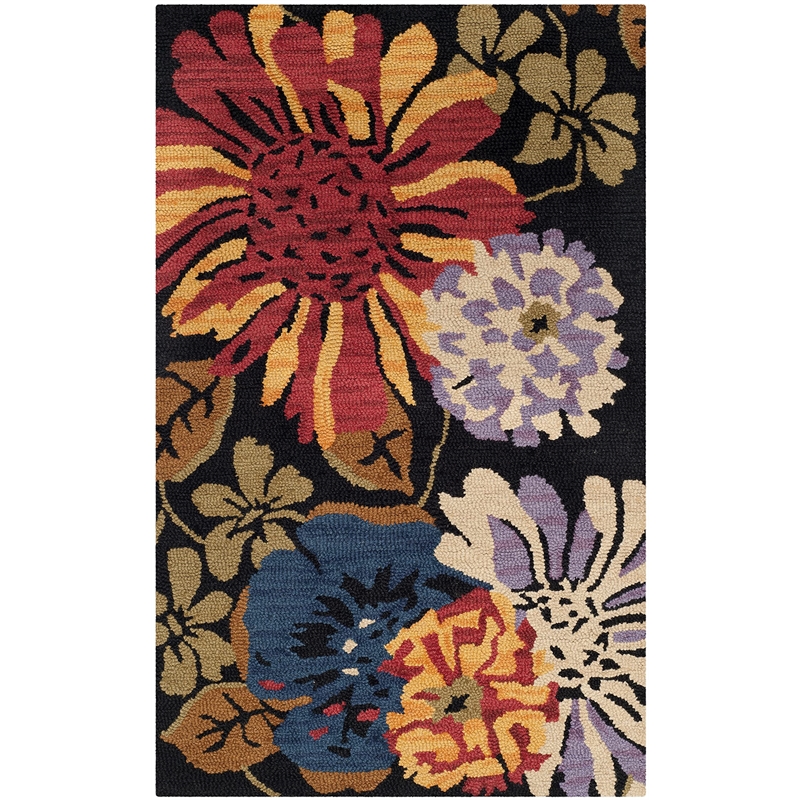 Safavieh Jardin 3' X 5' Hand Tufted Multicolored Wool Rug in Black