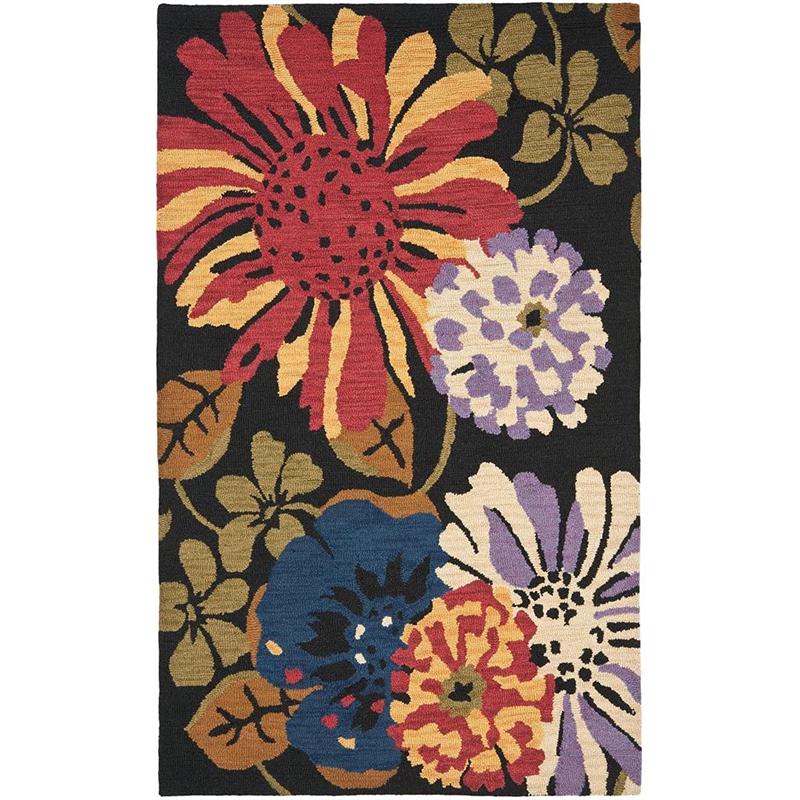 Safavieh Jardin 4' X 6' Hand Tufted Multicolored Wool Rug in Black