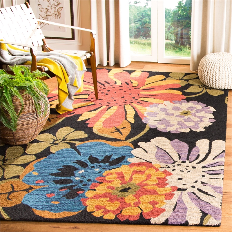 Safavieh Jardin 5' X 8' Hand Tufted Multicolored Wool Rug in Black