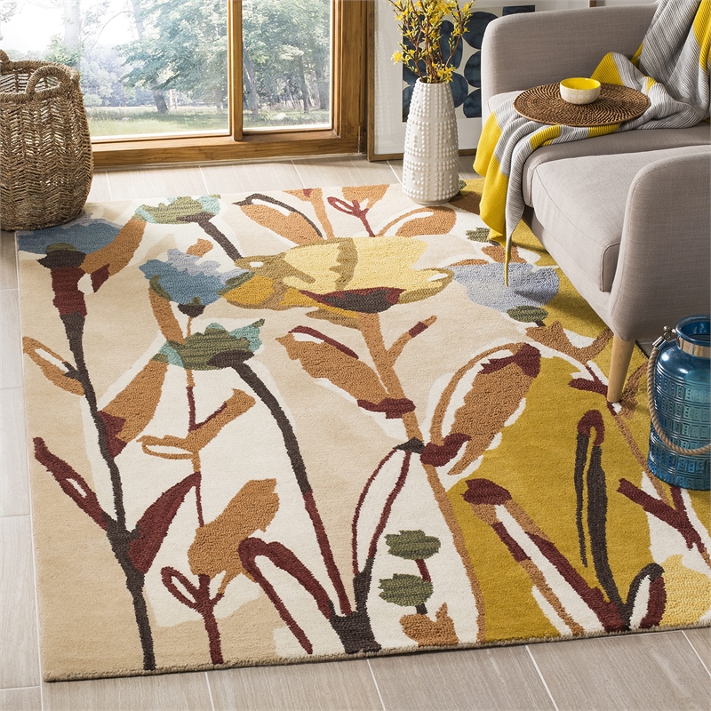 Safavieh Jardin 8' X 10' Hand Tufted Multicolored Wool Rug in Ivory