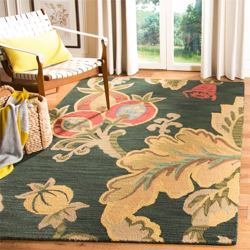 Safavieh Jardin 5' X 8' Hand Tufted Multicolored Wool Rug in Black