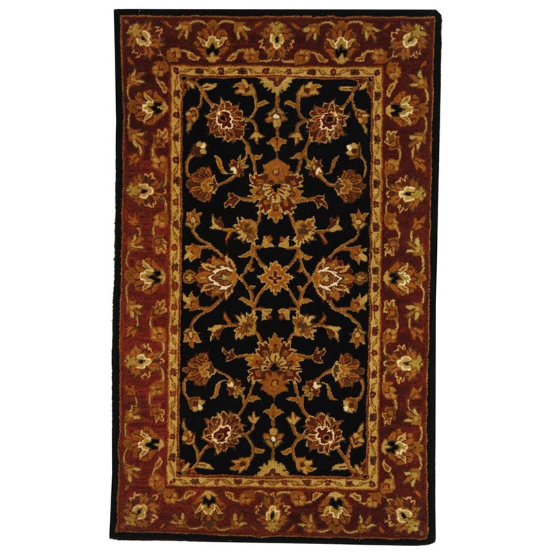 Safavieh Heritage 3' x 5' Hand Tufted Wool Rug in Black and Red